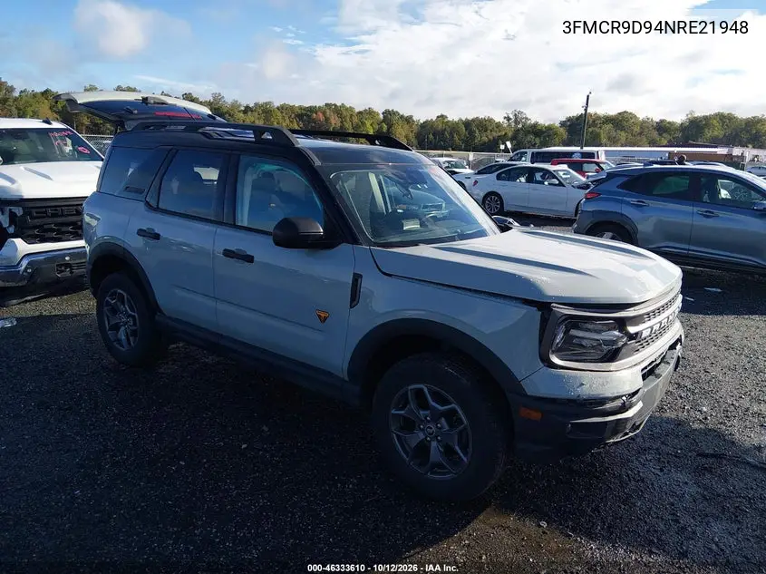 FORD BRONCO SPORT 2022, VIN 3FMCR9D94NRE21948