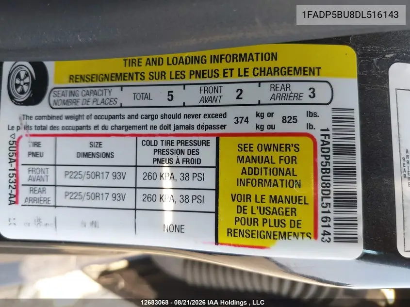 2013 FORD C-MAX VIN 1FADP5BU8DL516143 — фото 9