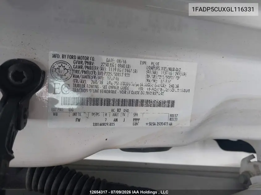 2016 FORD C-MAX VIN 1FADP5CUXGL116331 — фото 19