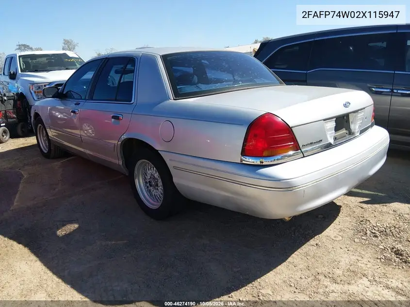 2002 FORD CROWN VICTORIA VIN 2FAFP74W02X115947 — фото 3