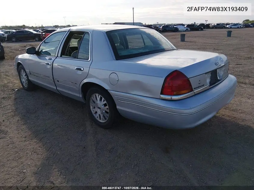 2003 FORD CROWN VICTORIA VIN 2FAFP74W83X193409 — фото 3