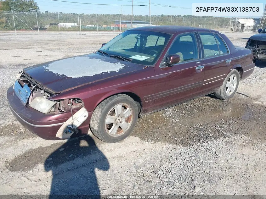 2003 FORD CROWN VICTORIA VIN 2FAFP74W83X138703 — фото 2