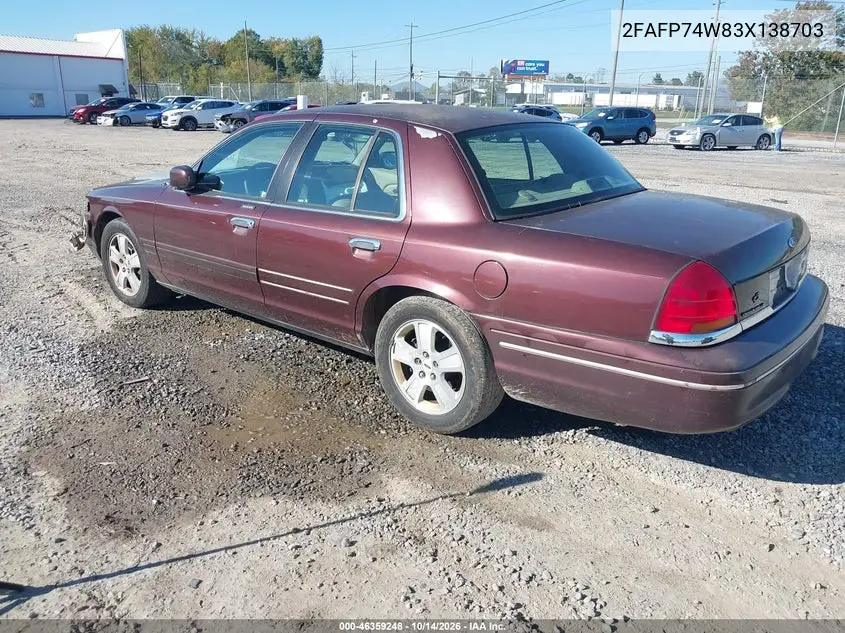 2003 FORD CROWN VICTORIA VIN 2FAFP74W83X138703 — фото 3