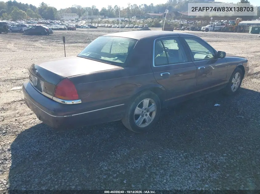2003 FORD CROWN VICTORIA VIN 2FAFP74W83X138703 — фото 4