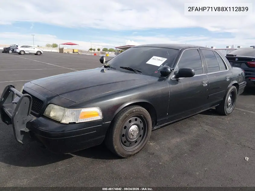 2008 FORD CROWN VICTORIA VIN 2FAHP71V88X112839 — фото 2