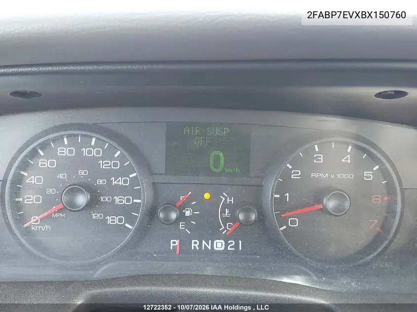 2011 FORD CROWN VICTORIA VIN 2FABP7EVXBX150760 — фото 7