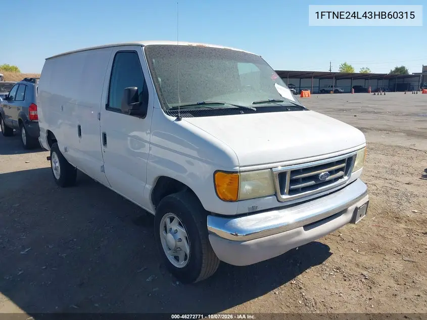 FORD ECONOLINE 2003, VIN 1FTNE24L43HB60315