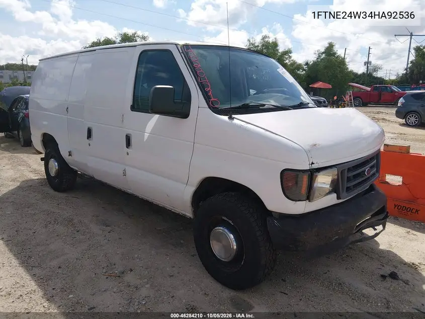 FORD ECONOLINE 2004, VIN 1FTNE24W34HA92536