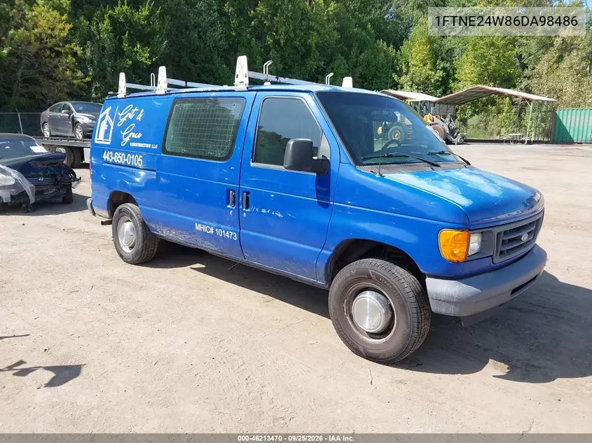 FORD ECONOLINE 2006, VIN 1FTNE24W86DA98486