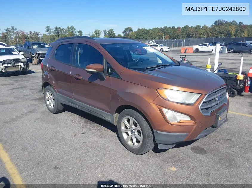 FORD ECOSPORT 2018, VIN MAJ3P1TE7JC242800