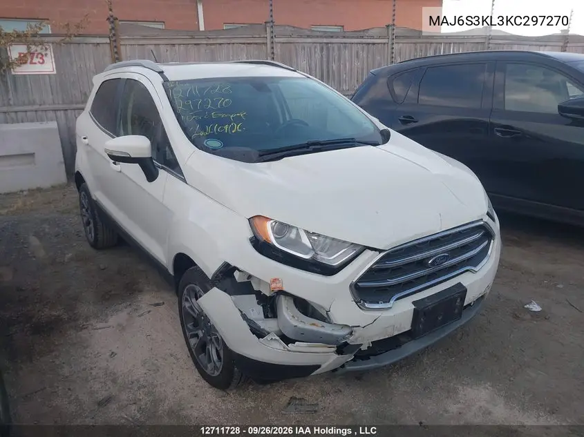 FORD ECOSPORT 2019, VIN MAJ6S3KL3KC297270