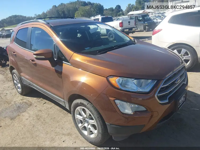 FORD ECOSPORT 2019, VIN MAJ6S3GL8KC294857