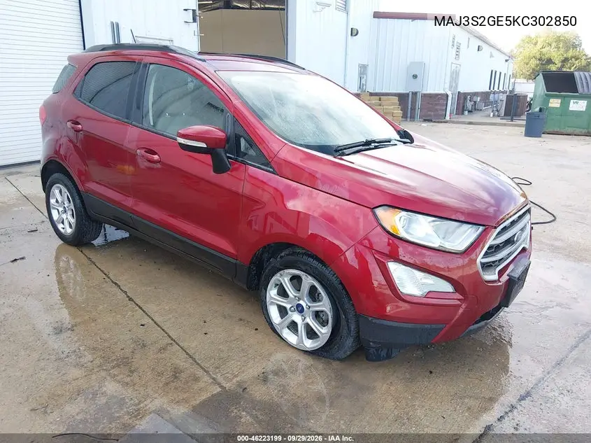 FORD ECOSPORT 2019, VIN MAJ3S2GE5KC302850