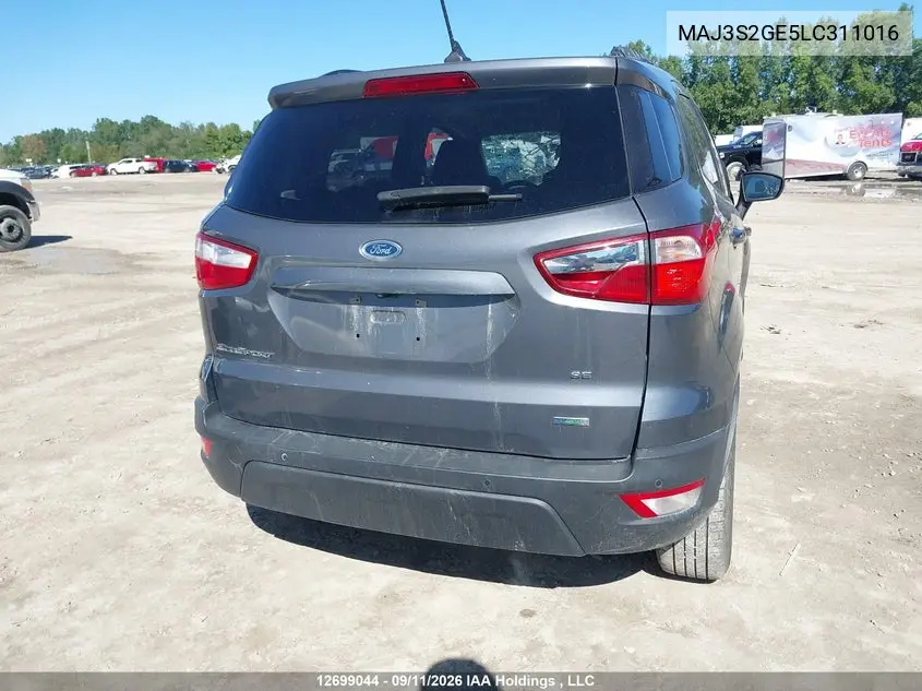 2020 FORD ECOSPORT VIN MAJ3S2GE5LC311016 — фото 16