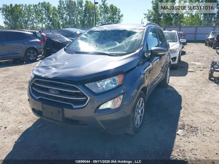 2020 FORD ECOSPORT VIN MAJ3S2GE5LC311016 — фото 2