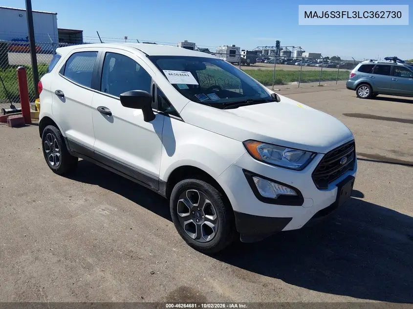 FORD ECOSPORT 2020, VIN MAJ6S3FL3LC362730