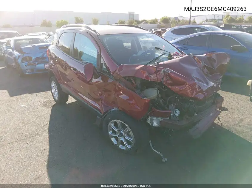 FORD ECOSPORT 2021, VIN MAJ3S2GE6MC409263
