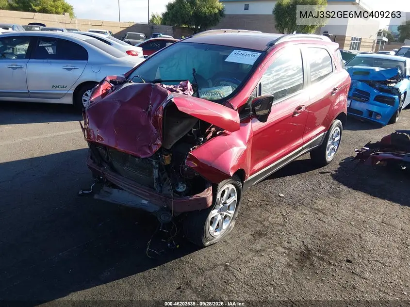 2021 FORD ECOSPORT VIN MAJ3S2GE6MC409263 — фото 2
