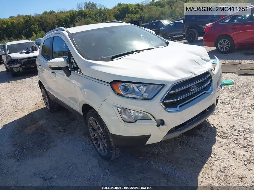FORD ECOSPORT 2021, VIN MAJ6S3KL2MC411651