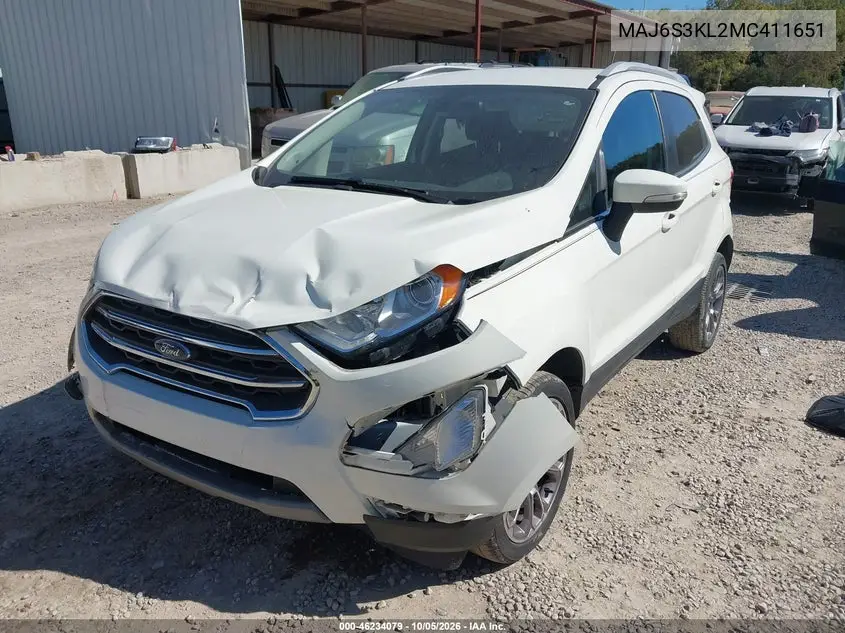 2021 FORD ECOSPORT VIN MAJ6S3KL2MC411651 — фото 2
