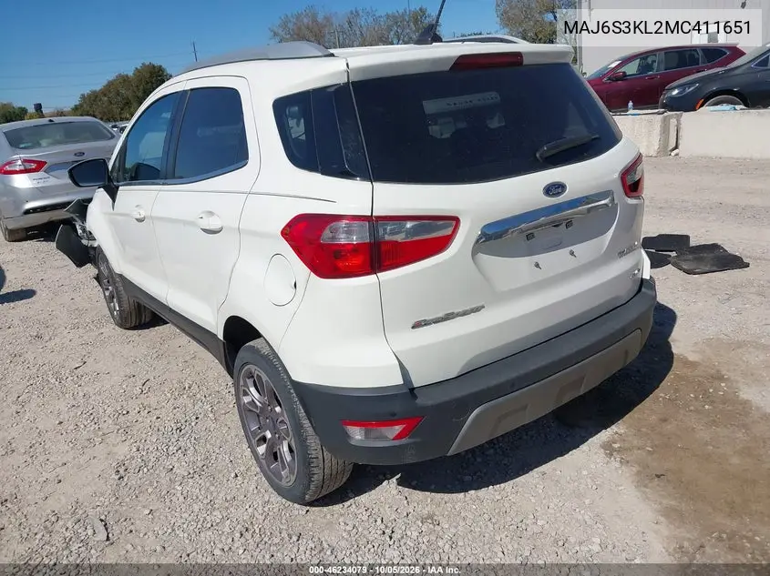 2021 FORD ECOSPORT VIN MAJ6S3KL2MC411651 — фото 3