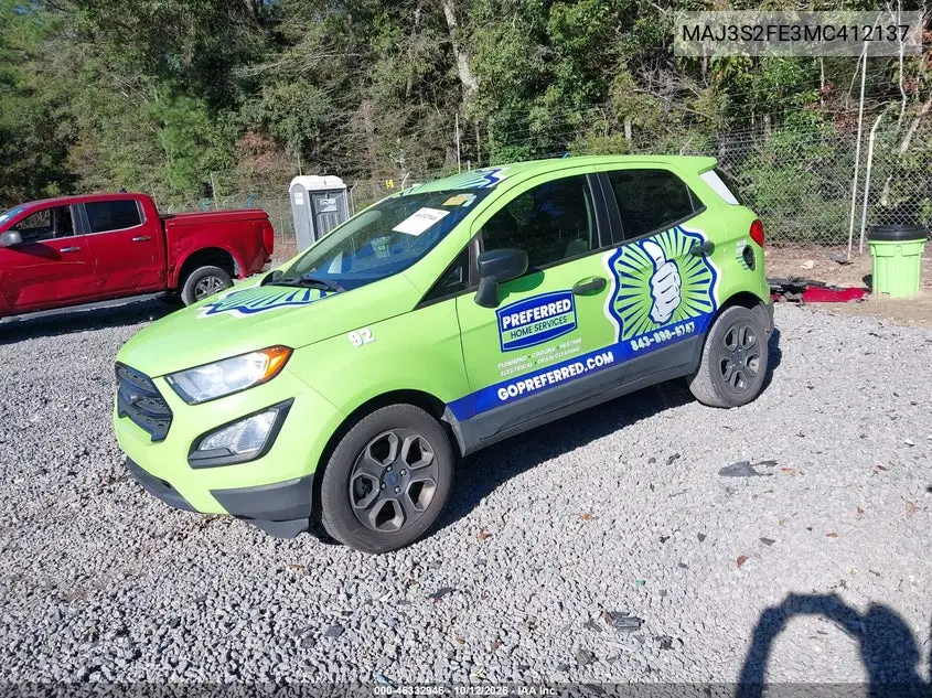 2021 FORD ECOSPORT VIN MAJ3S2FE3MC412137 — фото 2