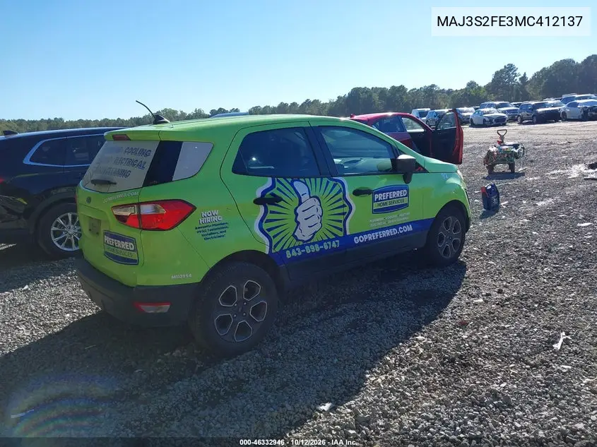2021 FORD ECOSPORT VIN MAJ3S2FE3MC412137 — фото 4
