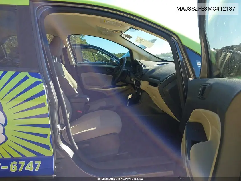 2021 FORD ECOSPORT VIN MAJ3S2FE3MC412137 — фото 5