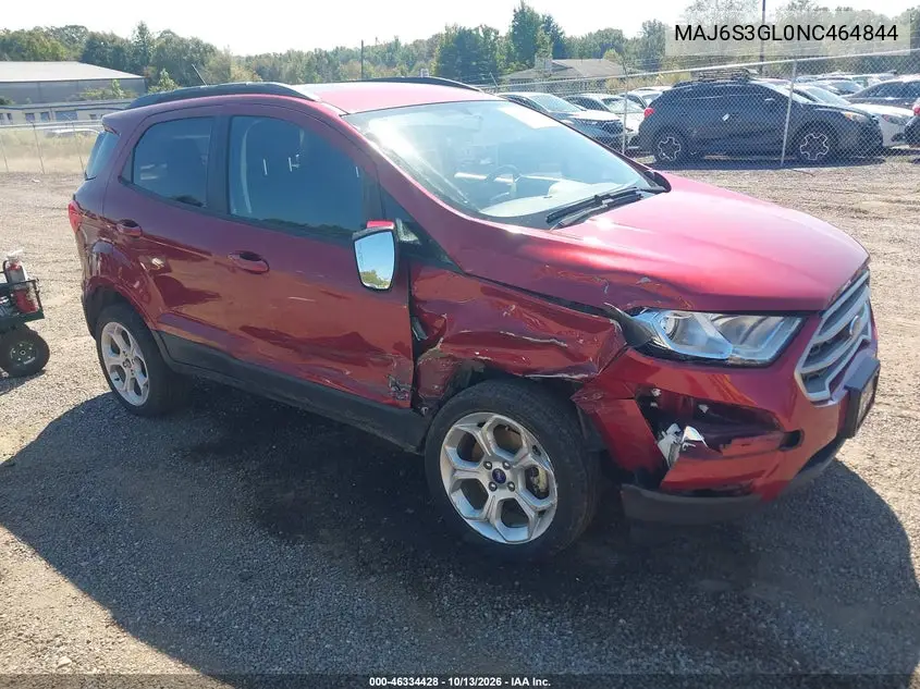 FORD ECOSPORT 2022, VIN MAJ6S3GL0NC464844