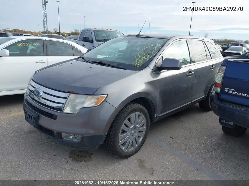 2009 FORD EDGE VIN 2FMDK49C89BA29270 — фото 2