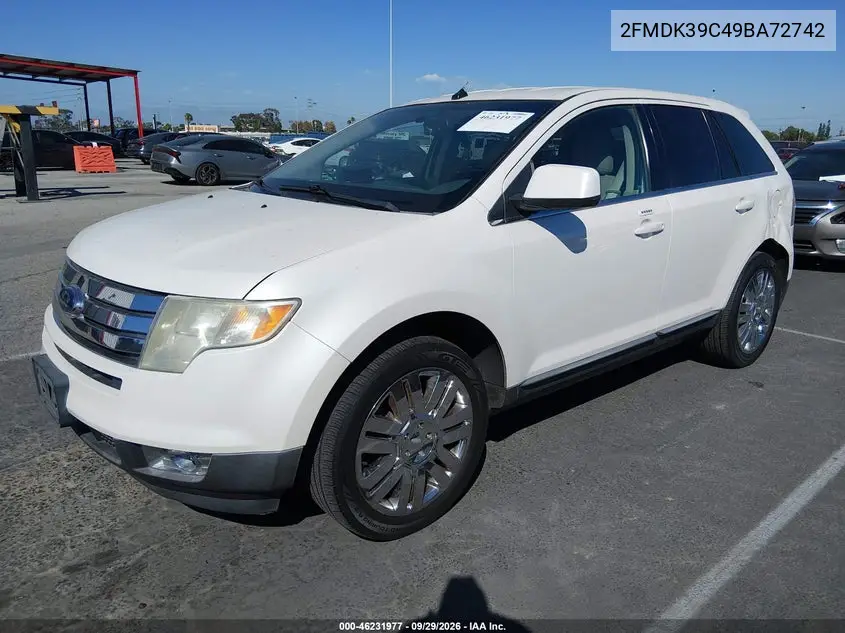 2009 FORD EDGE VIN 2FMDK39C49BA72742 — фото 2