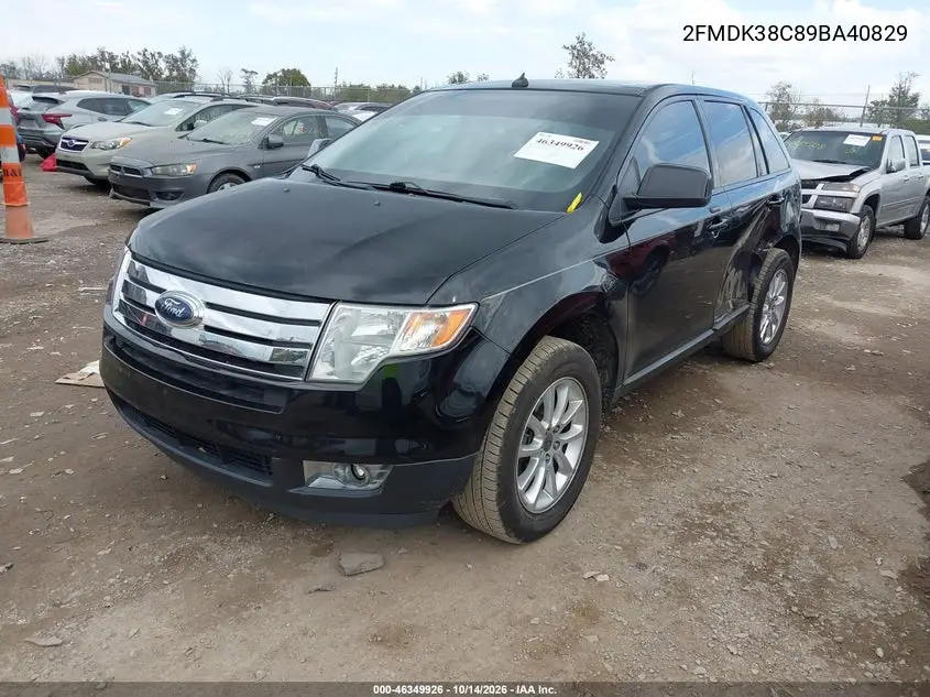 2009 FORD EDGE VIN 2FMDK38C89BA40829 — фото 2