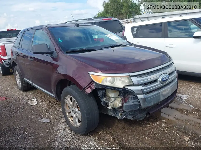 FORD EDGE 2011, VIN 2FMDK3GC3BBA03310