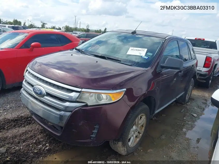2011 FORD EDGE VIN 2FMDK3GC3BBA03310 — фото 2