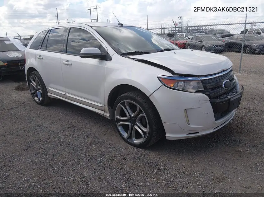 FORD EDGE 2013, VIN 2FMDK3AK6DBC21521