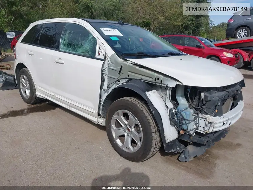 FORD EDGE 2014, VIN 2FMDK4AK9EBA78149