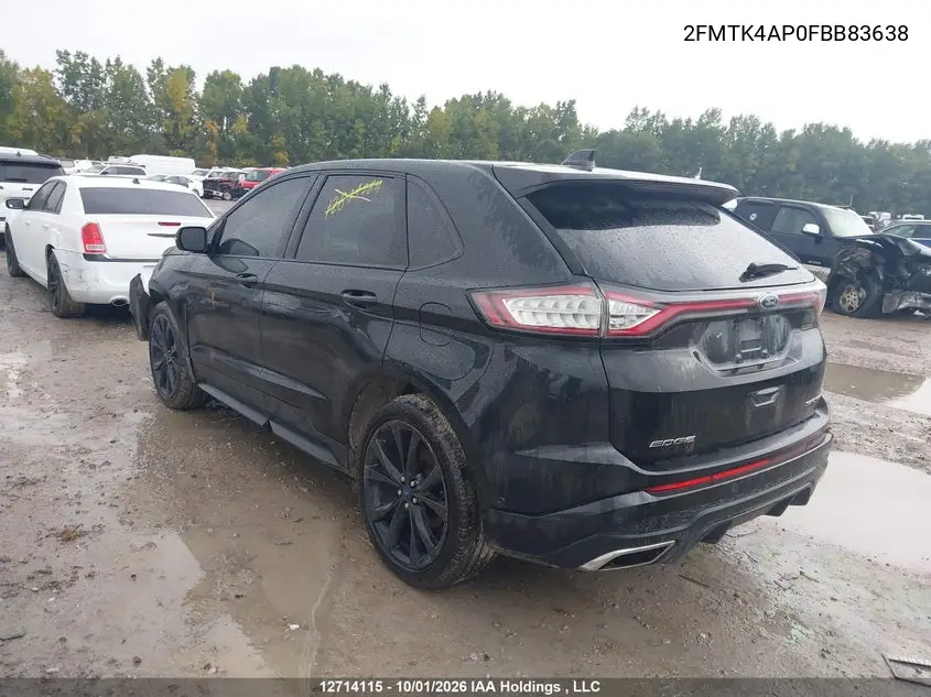 2015 FORD EDGE VIN 2FMTK4AP0FBB83638 — фото 3