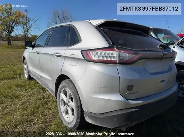 2015 FORD EDGE VIN 2FMTK3G97FBB87012 — фото 3