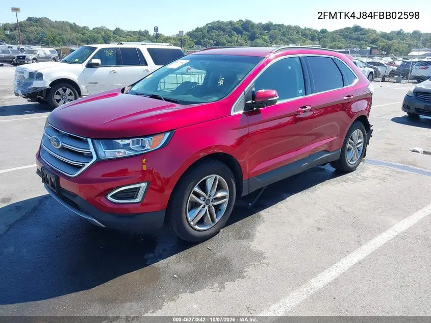 2015 FORD EDGE VIN 2FMTK4J84FBB02598 — фото 2