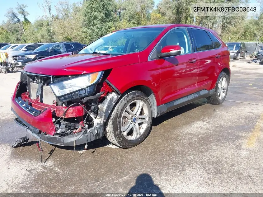 2015 FORD EDGE VIN 2FMTK4K87FBC03648 — фото 2