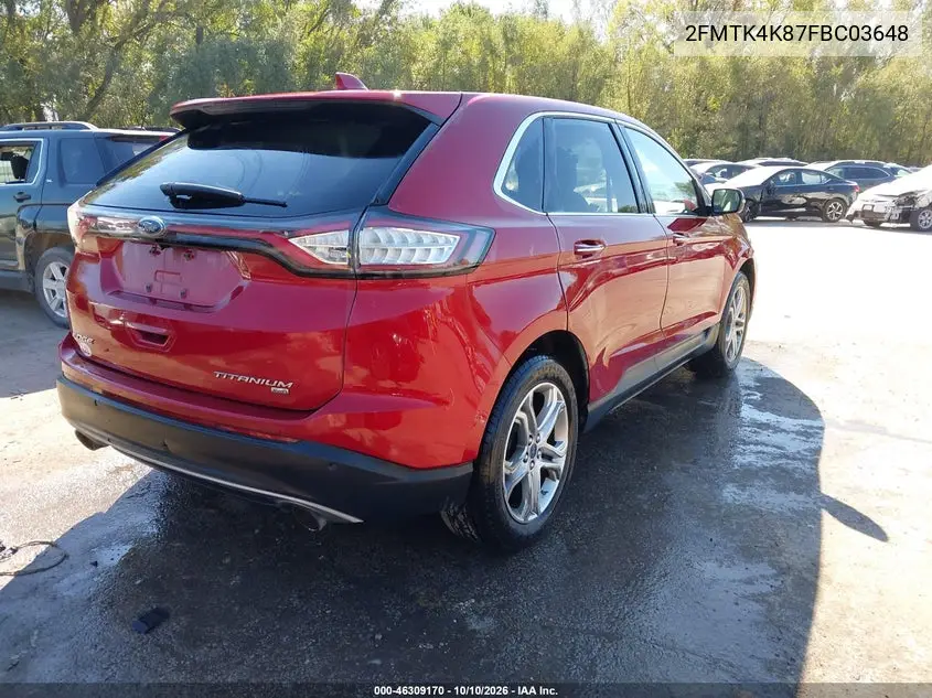 2015 FORD EDGE VIN 2FMTK4K87FBC03648 — фото 4