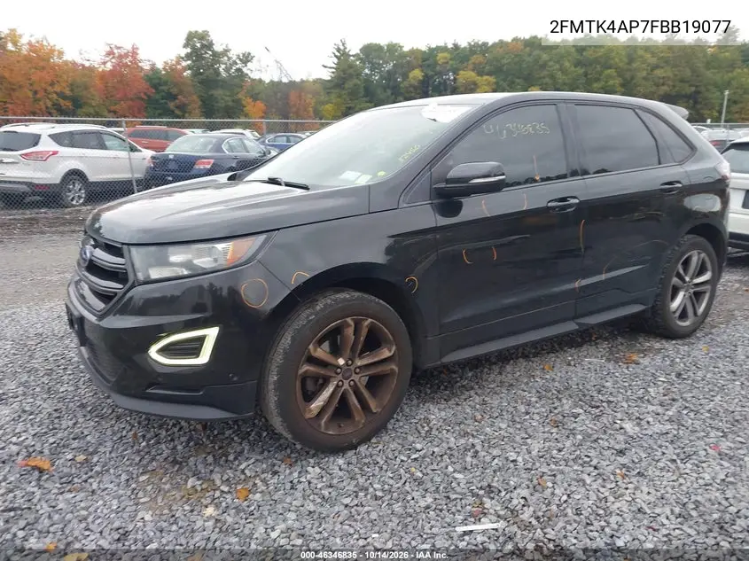 2015 FORD EDGE VIN 2FMTK4AP7FBB19077 — фото 2