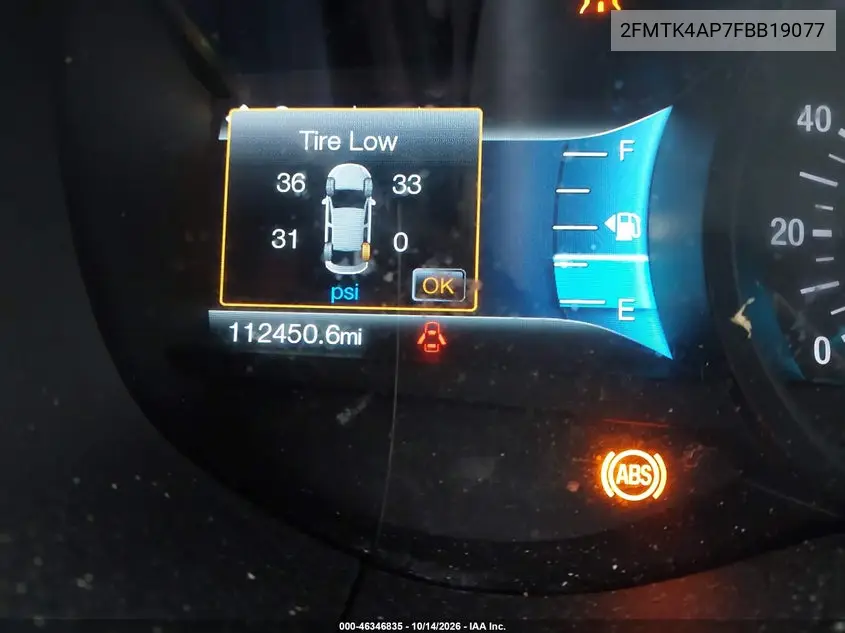 2015 FORD EDGE VIN 2FMTK4AP7FBB19077 — фото 7