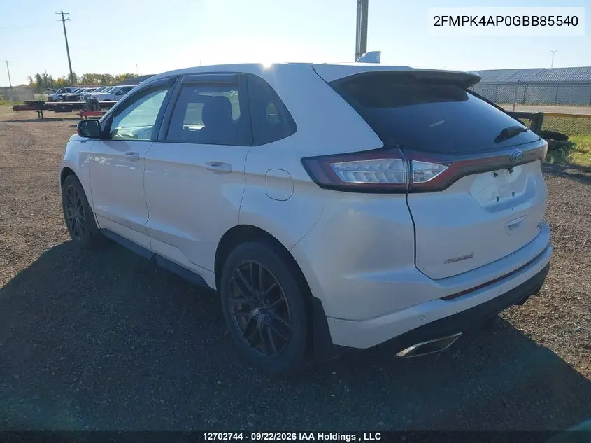 2016 FORD EDGE VIN 2FMPK4AP0GBB85540 — фото 3