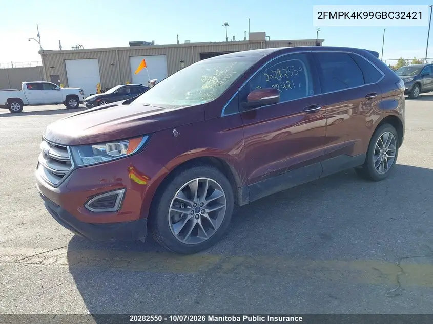 2016 FORD EDGE VIN 2FMPK4K99GBC32421 — фото 2