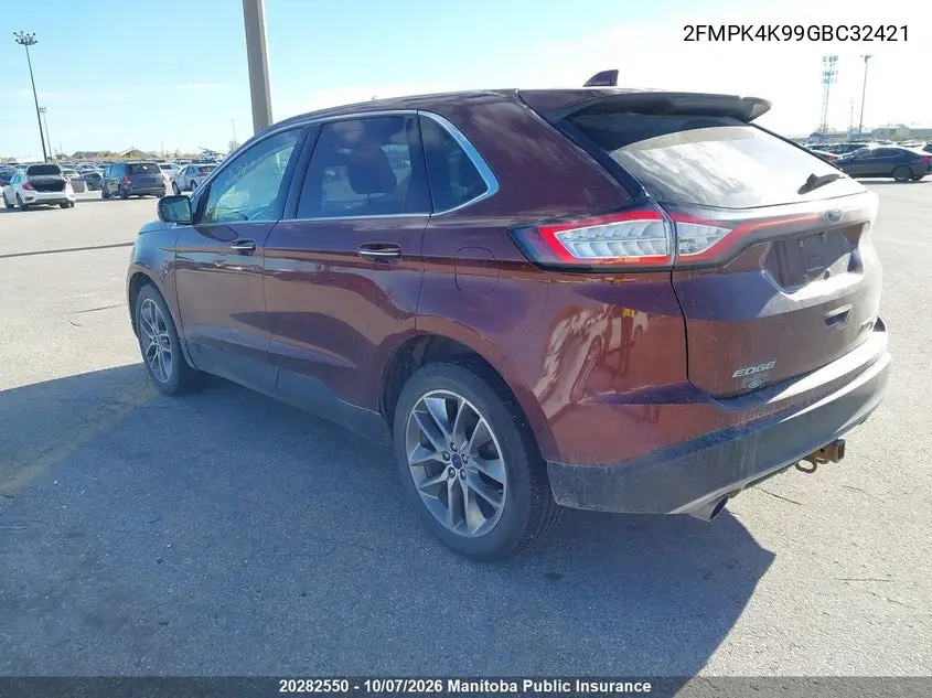 2016 FORD EDGE VIN 2FMPK4K99GBC32421 — фото 3