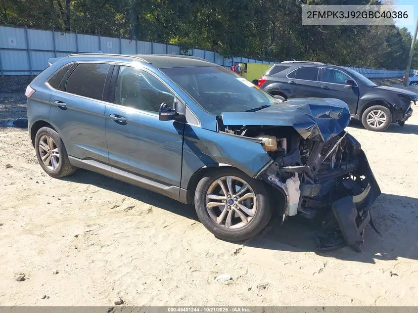 FORD EDGE 2016, VIN 2FMPK3J92GBC40386