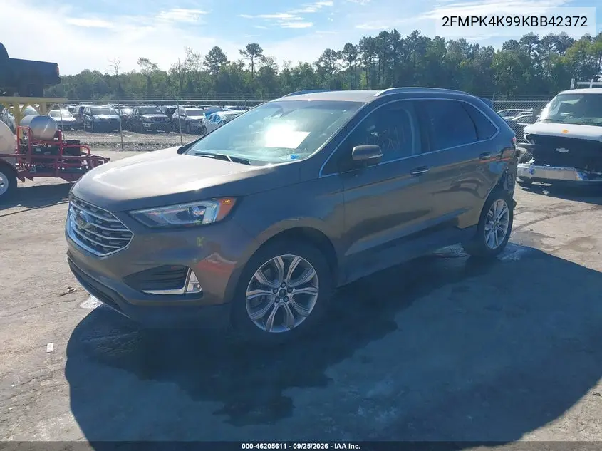 2019 FORD EDGE VIN 2FMPK4K99KBB42372 — фото 2