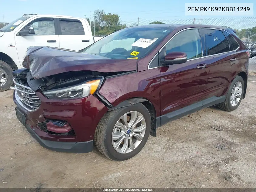 2019 FORD EDGE VIN 2FMPK4K92KBB14249 — фото 2