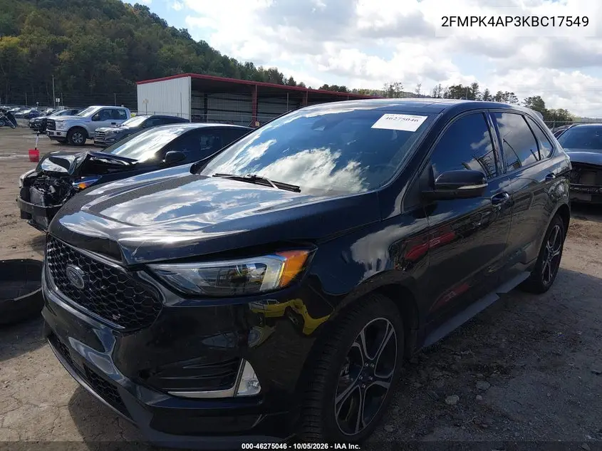 2019 FORD EDGE VIN 2FMPK4AP3KBC17549 — фото 2